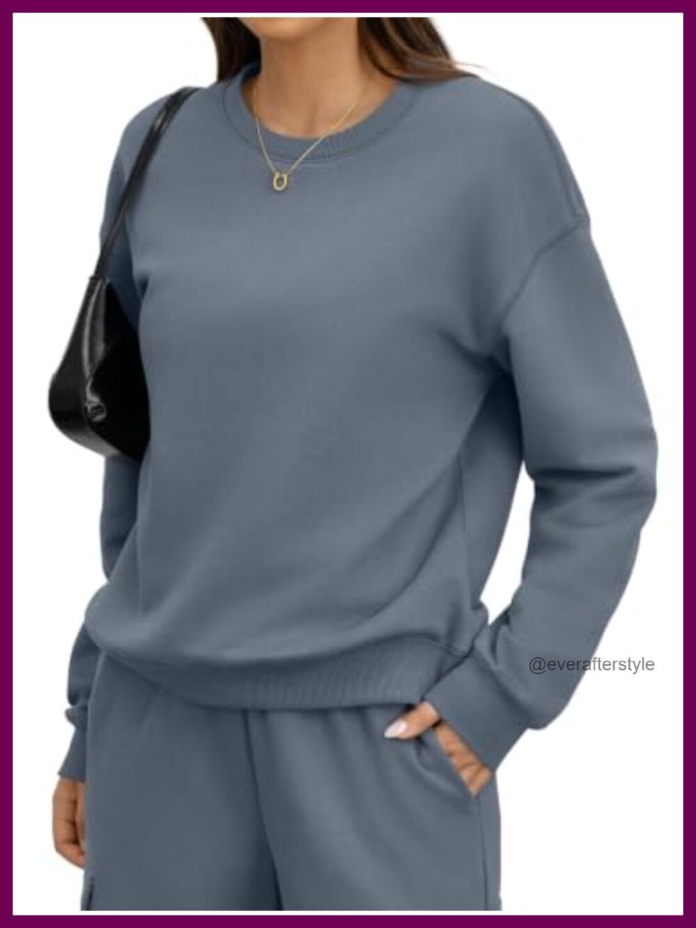 Fleece Crewneck Sweatshirt Long Sleeve Pullover Cotton Blend